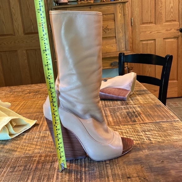 Leon Max Ellis peep toe tan leather wedge bootie - Picture 15 of 15